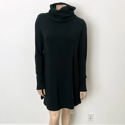 CAbi Size Medium M Black Oversized Funnel Neck Long Sleeve A-Line Tunic Dress - Image 1 of 4
