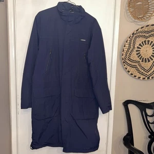 Lands End Squall Large Navy Blue Long Zip Up Insulated Winter Coat Unisex - Picture 1 of 24