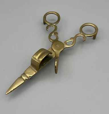 Antique Brass Scissor Candle Wick Cutter & Flame Snuffer - Image 1 of 4