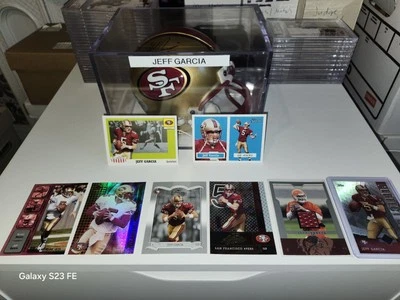 ¡Minicasco Jeff Garcia AUTO con estuche y lote de tarjetas! 49ers! Jersey Reliquia /250! Foto 1 de 4