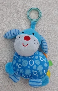 Linzy Cachorro Perro Peluche Bebé Infantil Juguete Sonajero Clip Azul Coleccionables - Imagen 1 de 4