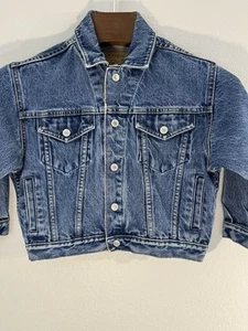 Gap Denim Vintage 90s Natural Distress Denim 100% Cotton Kids Jean Jacket Sz S - Picture 1 of 14