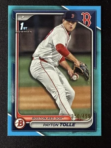 Tarjeta de novato Payton Tolle primera RC 2024 Bowman Draft azul cielo/499 #BD-63 - Imagen 1 de 8