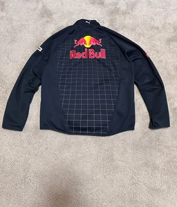 Vintage Puma Red Bull Nylon Jacket Racing F-1 Sweatshirt Zip Sz L - Picture 1 of 8