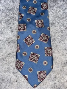 Christian Dior Monsieur Krawatte Vintage Blau & Weinrot Geometrisches Muster - Bild 1 von 6