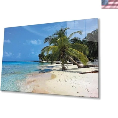 Elegante arte en vidrio con impresión digital de palmera - 4 mm de grosor, entrega segura 25" x 25" Foto 1 de 4
