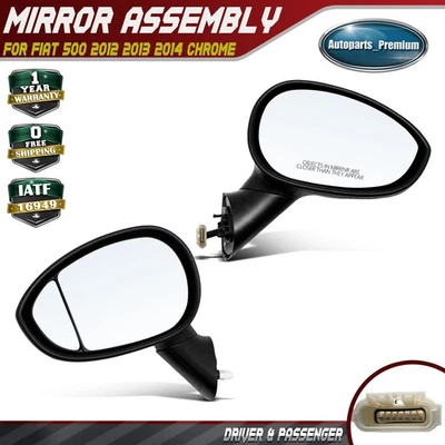 Espejo retrovisor eléctrico 2 piezas con manual plegable y cromo térmico para Fiat 500 2012 2013 2014 Foto 1 de 4