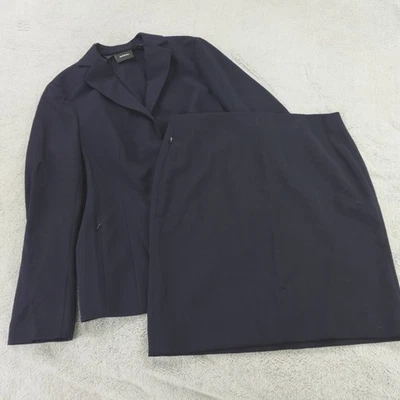 Akris Suit Womens 14 US Navy Blue Wool Double Face Blazer Skirt - Image 1 of 4