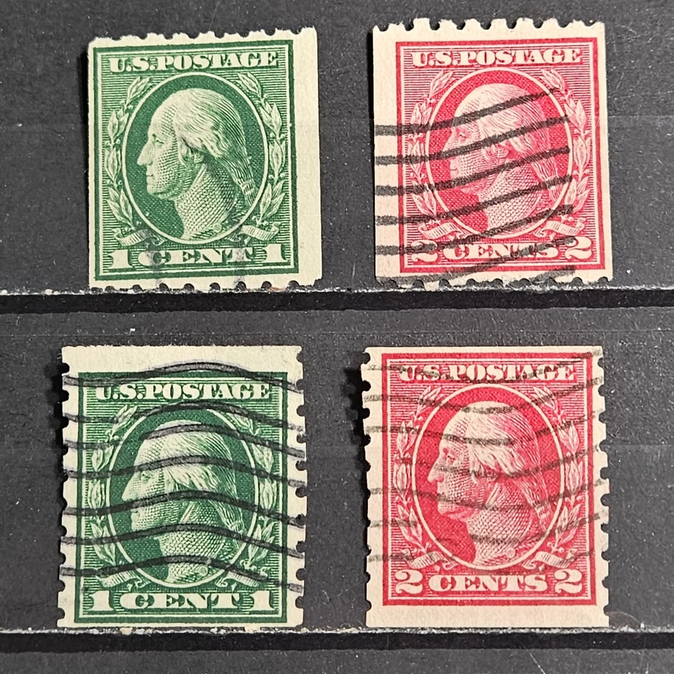 US Stamp Sc 410-13, 1c & 2c Washington Coils p 8 1/2,, Used F/V CV$120.00 (509A) - Image 1 of 1