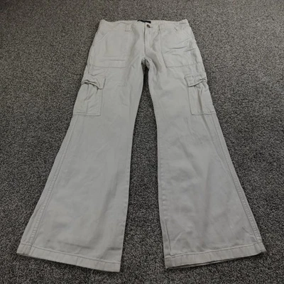 Aeropostale Pants Womens 10 Beige White Cargo Low Rise Flare Utility Stretch - Image 1 of 4