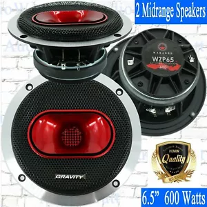 2x Gravity WZP65 6.5" 600 Watts 4-Ohm Midrange Coaxial Loud Speakers 1 Pair New - Picture 1 of 7