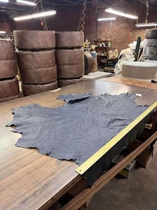 Blue-Grey Coal Leather Hide Upholstery Half Hide 20 Square Feet - Picture 1 of 2