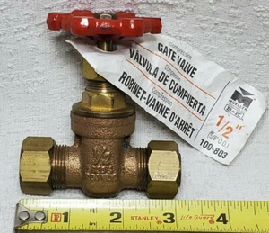 NEW MUELLER B&K 100-803 1/2" COMPRESSION BRASS GATE VALVE - Picture 1 of 4