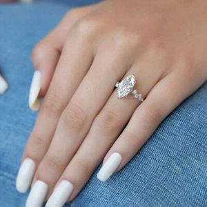 Platinum 950 Engagement Ring 2.21 Ct Marquise Cut Lab Grown IGI Diamond - Picture 1 of 9