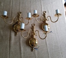 3 X Flemish Style Double Candle Wall Lights