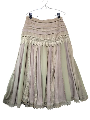 Lucky & Coco Belly Dance Cottage Flare Skirt Women 6 Brown Lace Mixed Media - Image 1 of 4