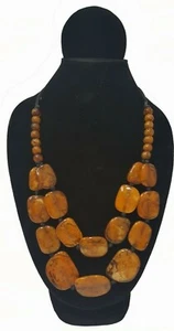 Brand New Handmade Boho Chic Big Square Brown/Gold Bead Statement Necklace - Picture 1 of 1