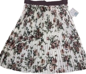 Neu mit Etikett LuLaRoe 2XL elfenbein weiß mauve rosa grün Blumen JILL Faltenrock - Bild 1 von 10