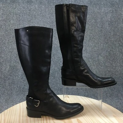 ANA A Nuevas Botas de Aproximación para Mujer 6.5 M de Alto Montar Cuero Negro Cremallera Lateral Bloque Foto 1 de 4