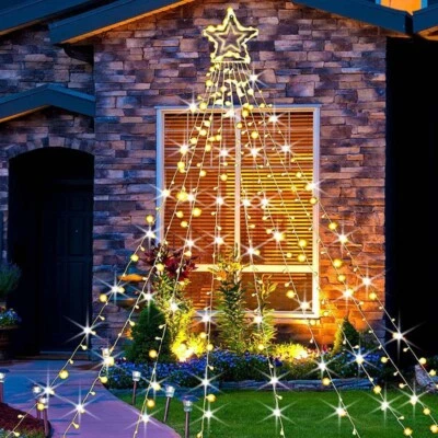 Christmas Decor LED Star String Lights Waterfall Xmas Tree Light Waterproof Xmas - Image 1 of 4