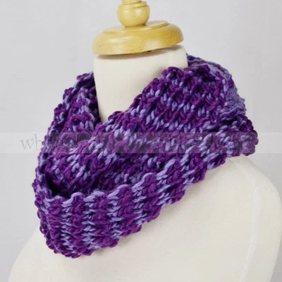 Bufanda de invierno infinita tejida multicolor elástica cálida a rayas círculo capucha Foto 1 de 2