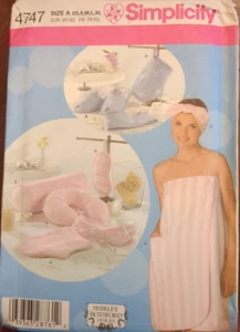 Simplicity 4747 Sewing Pattern Towel Wrap Headband Slippers Miss Sz XS-XL UNCUT - Picture 1 of 2
