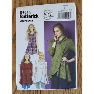 Butterick B5954 Pattern Womens XS - M Tulip Hem Front/Cowl Neck Top New Uncut - Picture 1 of 4