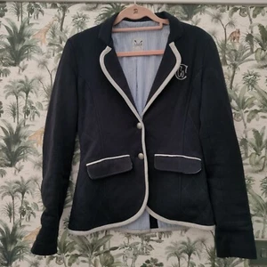 Womens Crew Clothing Navy Cotton Structured Blazer UK 10 Silver Coloured Buttons - Picture 1 of 13