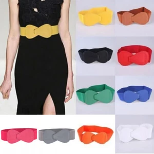 Women's Stretch Elastic Waist Belt - Wide Casual Buckle for Dresses Skirts - Picture 1 of 22