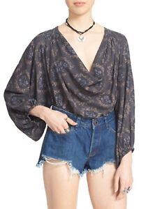 Free People Women's Midnight Combo Cowl Neck Top NEW!