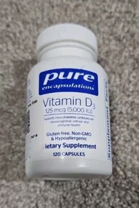 Pure Encapsulations Vitamin D3 5,000 IU Hypoallergenic Support for Bone 120 Caps - Picture 1 of 2