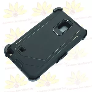 New for Samsung Galaxy Note 4 Soft Defender Rugged Case Cover & Belt Clip Black - Picture 1 of 5