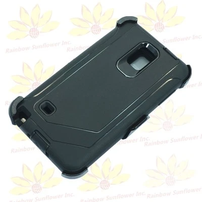 New for Samsung Galaxy Note 4 Soft Defender Rugged Case Cover & Belt Clip Black - Image 1 of 4