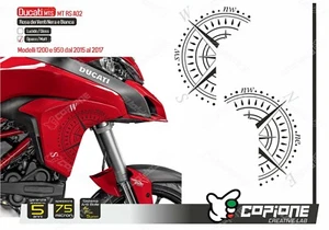 Adesivi fianco Ducati Multistrada 1200/950 2015/2017 NERO/BIANCO rosa dei venti - Picture 1 of 1
