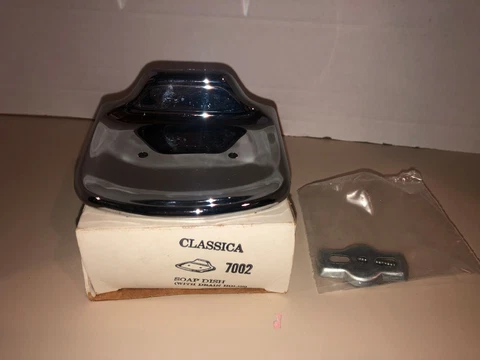 NOS Vintage Miami Carey Chrome Classica 7002 Wall Mounted Soap Dish w/drain Cover