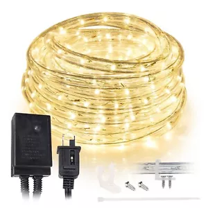 Warm White 1/2" LED Rope 25ft Flexible X'mas Outdoor Lighting Static/Mode Extend - Picture 1 of 14