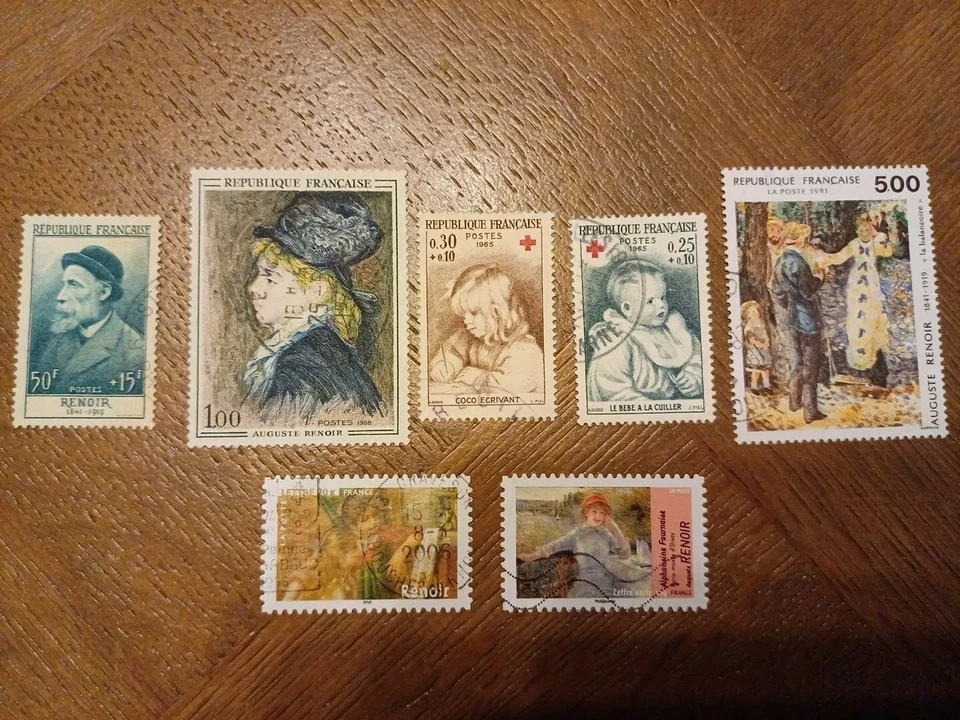 7 Timbres France Artiste Peintre Auguste Renoir 1032 + 1466/7 obl cote 35 € TTB - Photo 1/2