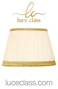 cappello paralume per lampada ovale plissettato avorio arricciato tessuto stoffa - Imagen 1 de 2