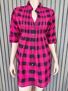 Miley Cyrus Max Azria Girls Plaid Tunic Top size XL Colour Dark Pink Black Check - Picture 1 of 5