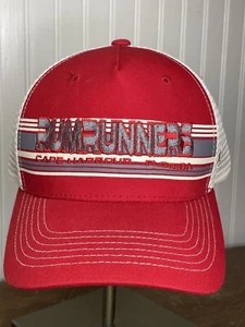 Rum Runner Cape Harbour Florida Snapback Trucker Hat Cap Red White Grey EUC - Picture 1 of 3