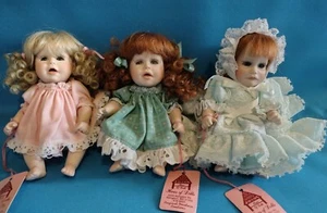 VINTAGE PORCELAIN DOLL 1990 Haus of Dolls Real Eyelashes RARE Set of 3 Beautiful - Picture 1 of 12