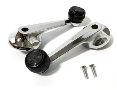 Par de manivelas cromadas para ventana de puerta interior para Ford Mustang 1979-1986 Foto 1 de 4