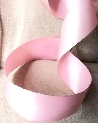 Pink Satin 1.5" by 2 yards Double Sided Wired Ribbon Valentines Day Easter - Image 1 of 4