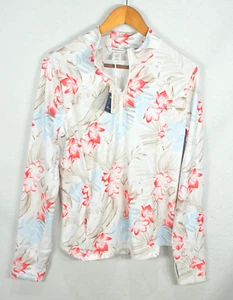 Tommy Bahama Mujer Chaqueta Camisa L Blanca Floral Media Cremallera UPF 50 Top Activo Nuevo con Etiquetas - Imagen 1 de 11