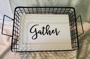 Metal Wire Gather Basket with Handles 16 by 12 Farmhouse - Picture 1 of 3