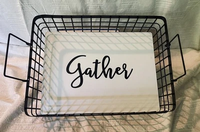 Metal Wire Gather Basket with Handles 16 by 12 Farmhouse - Image 1 of 3