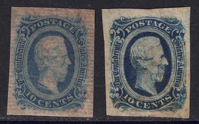 Confederate States Scott 2 x 12 10c Jefferson Davis Stamp 1863 MNG cm218 - Image 1 of 2