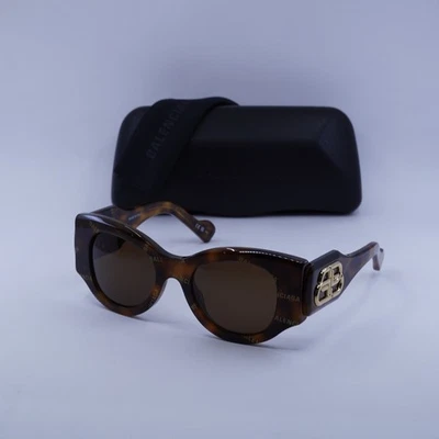 New Balenciaga BB0070S 007 Shiny Medium Havana/Brown 50-22-135 Sunglasses - Image 1 of 4