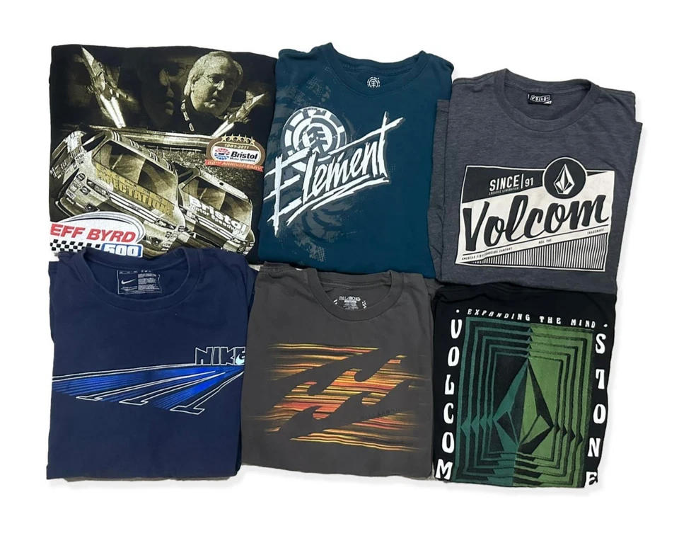 Lot 6 Mens Y2K Surf Skate Streetwear Bundle Mix Volcom Element Nike Billabong L - Image 1 of 4