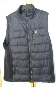 Spyder Logo Quilted Vest Black Zip Polyester/Nylon Stand Up Collar Men's Size XL - Picture 1 of 5